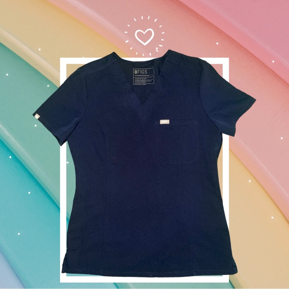 FIGS BRAND SLIM CATARINA SCRUB TOP - NAVY